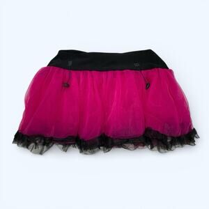 Running Skirt Hot pink and Black Tulle with bib holders Large Tutu